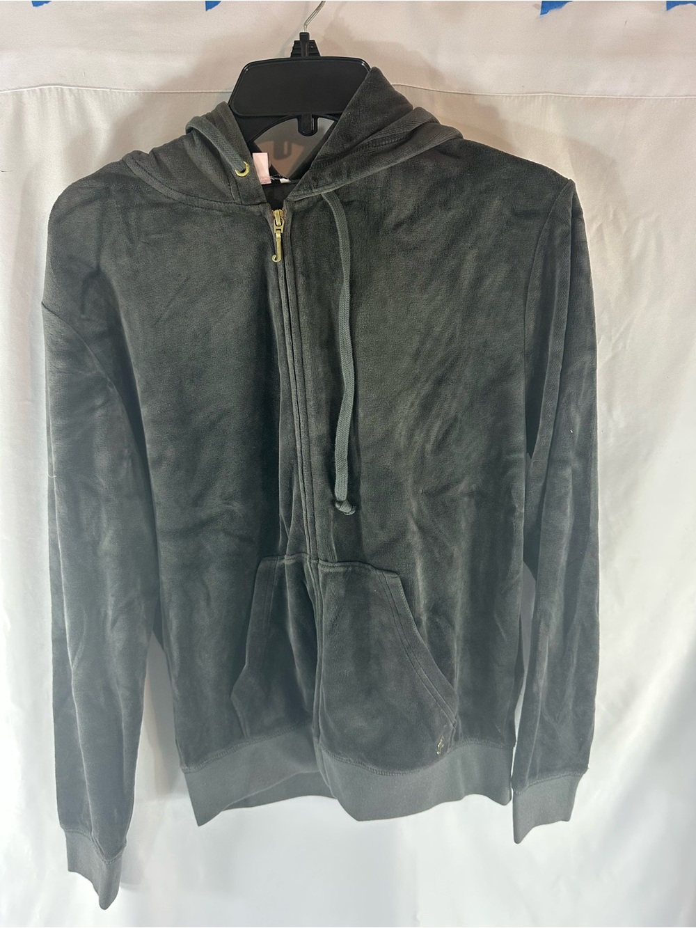 Juicy Couture Velour Tracksuit Set – Gray Hoodie & Joggers – Women’s Small – NWT